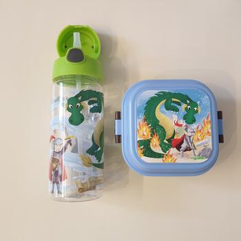 BORRACCIA con cannuccia DRAGO  500ml +LUNCH BOX porta merenda coordinato