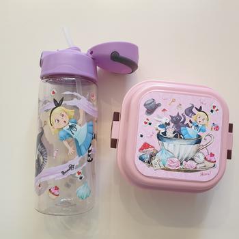 BORRACCIA ALICE NEL PAESE DELLE MERAVIGLIE con cannuccia 500ml + LUNCH BOX porta merenda coordinato